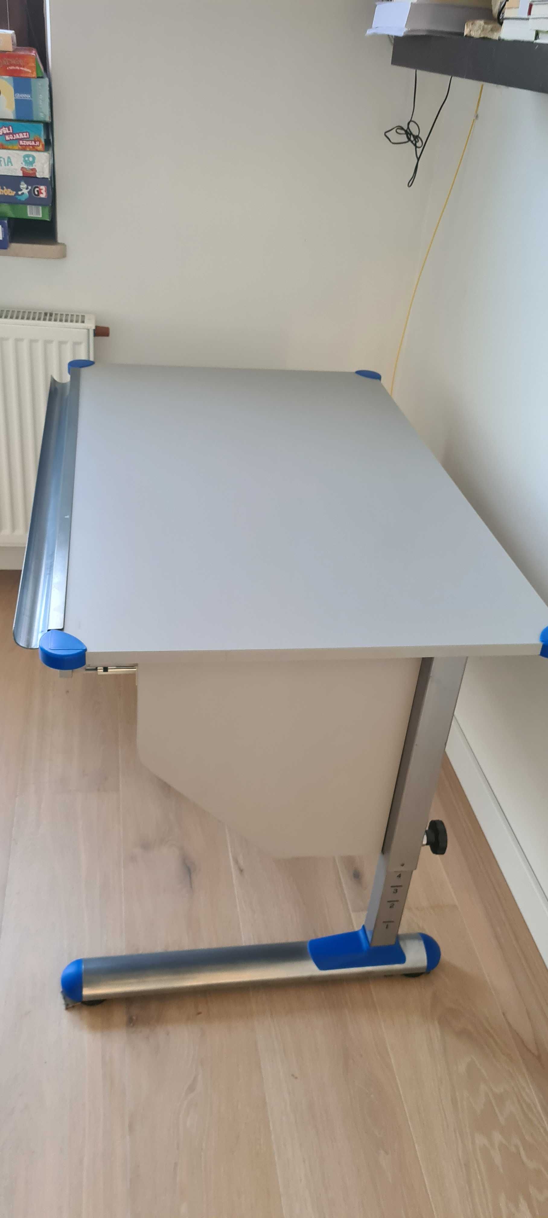 biurko regulowane szare szuflada plus skrzynie fotel obrotowy gratis