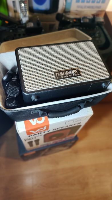 Караоке акустика Temeisheng-МХ(блютуз,SD,USB,FM)2микрофона,пультДУ