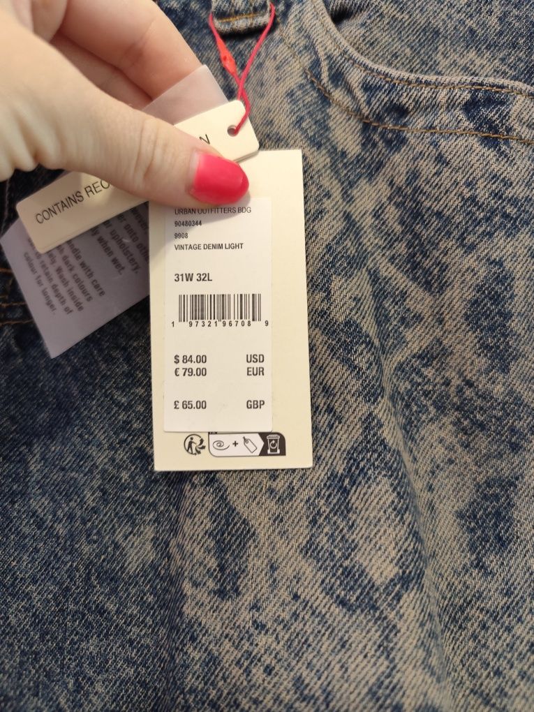 Spodnie szerokie damskie BDG Urban Outfitters Kayla Relaxed Fit denim