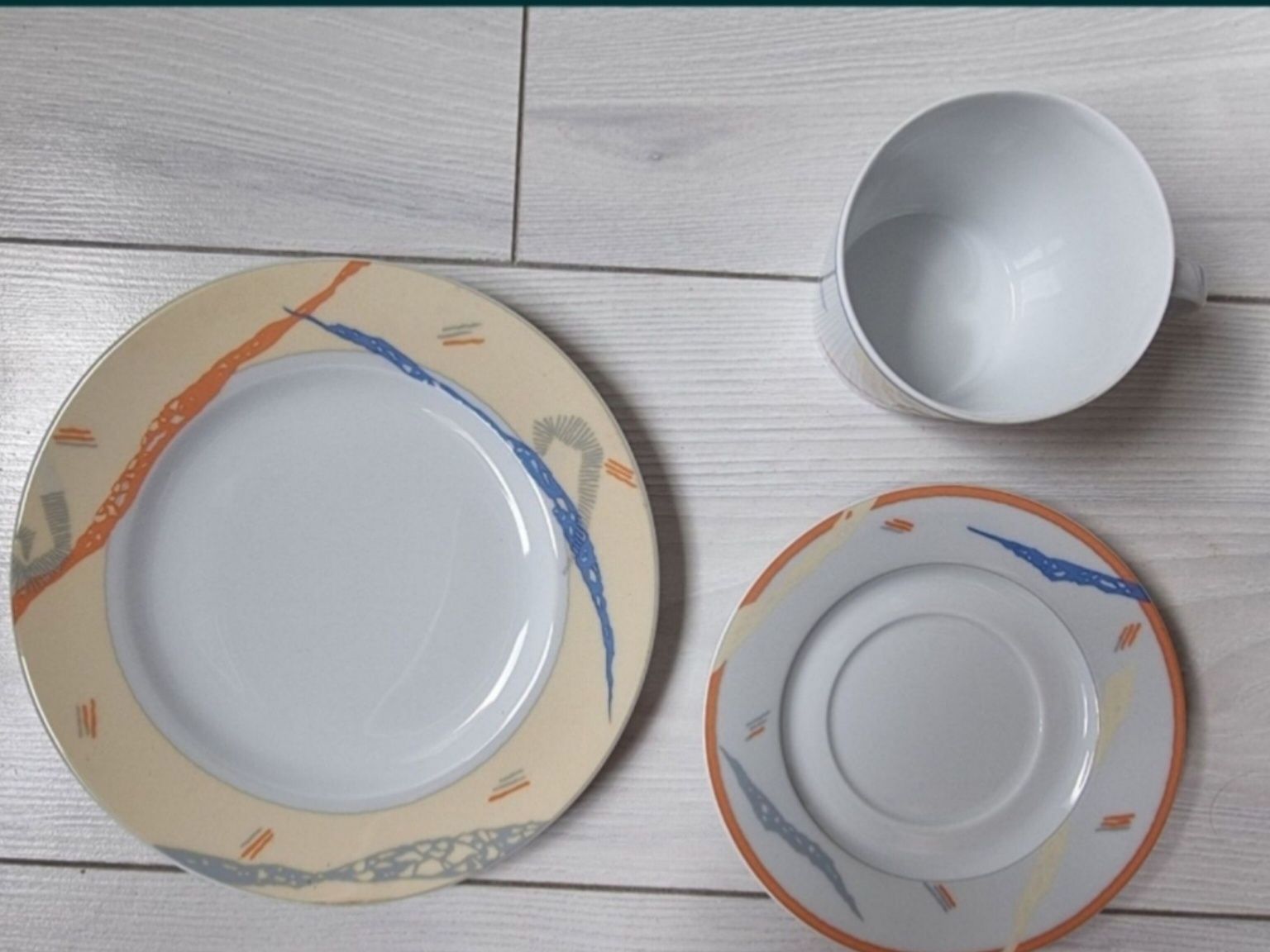 9 x trio porcelana Lubiana. Filiżanki + talerzyki