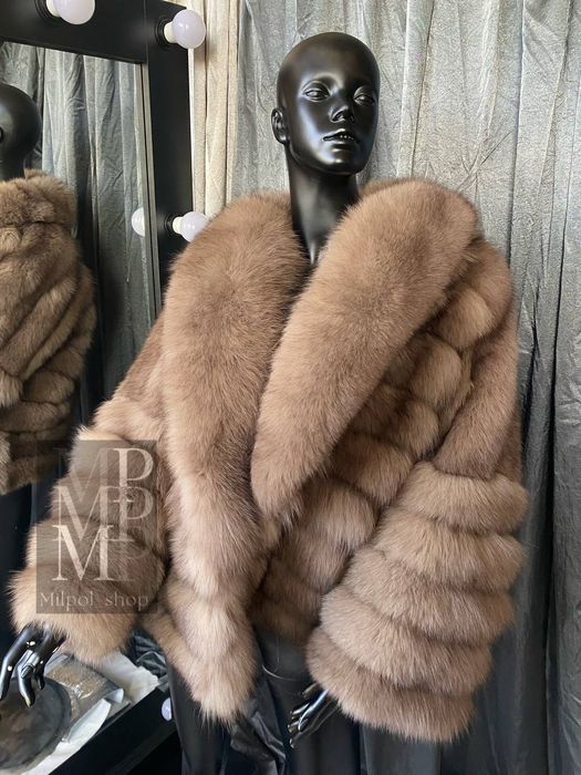 Шикарная песцовая шуба автоледи в окрасе светлый соболь, 42-56 размеры