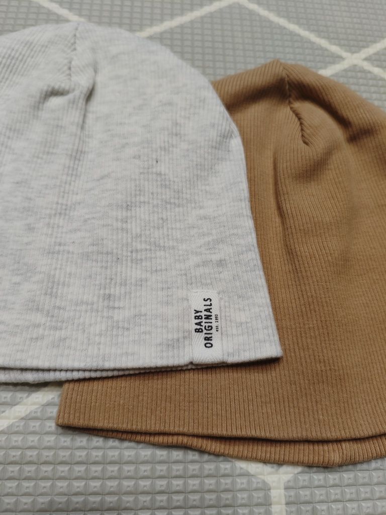 Czapki H&M podwójna bawełna 68/74 2szt