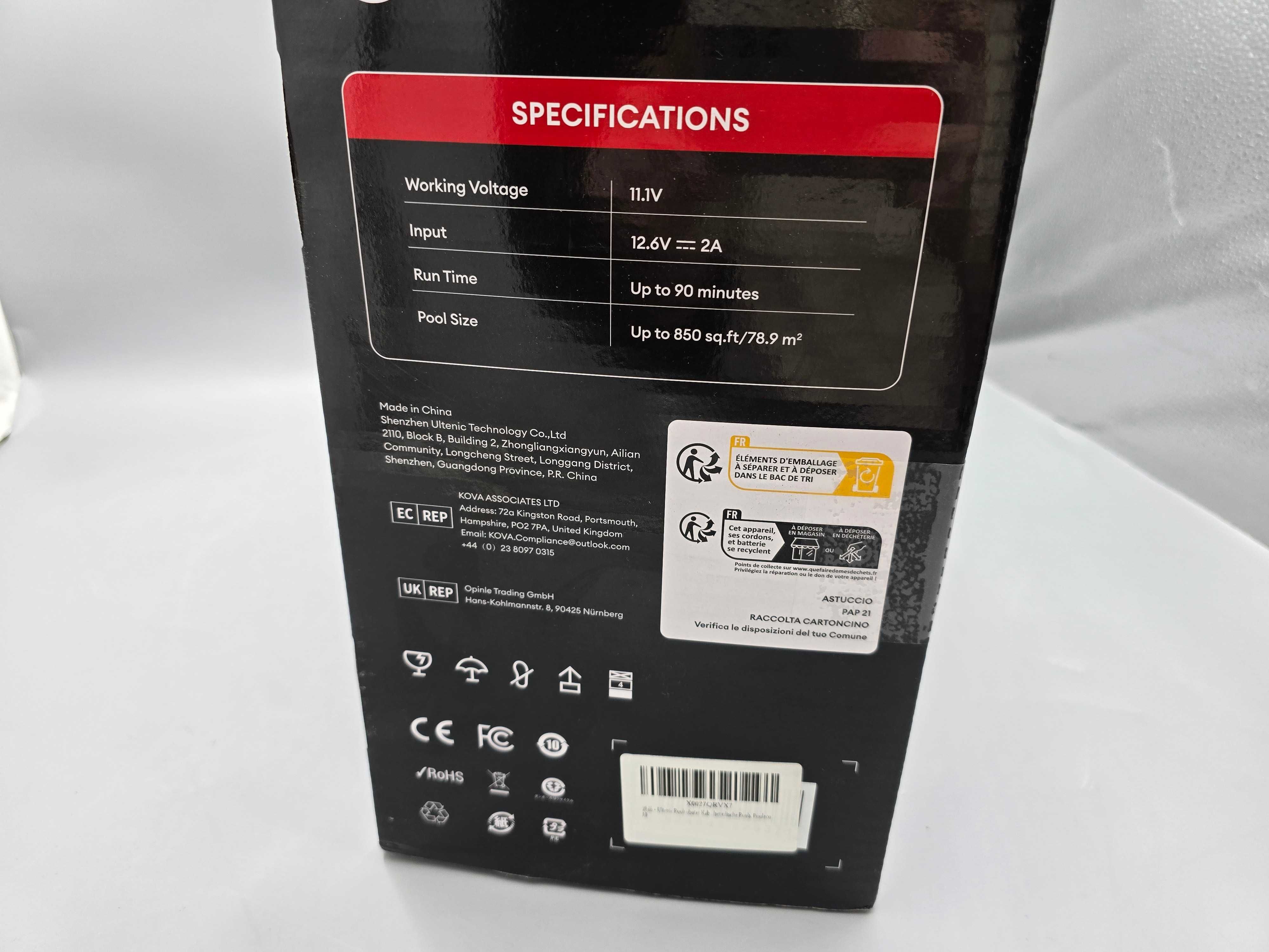 Odkurzacz Do Basenu 90Minut 2m 5200Mah 80m2 Ultenic Pooleco 10 / No