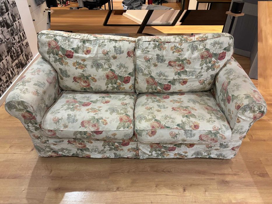 Sofa rozkładana styl IKEA EKTORP poduchy pierze materac nowy mechanizm