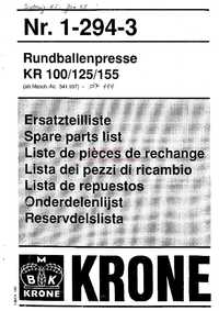 katalog części Prasa Krone KR100, 1993r