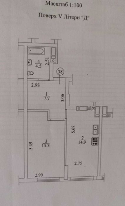 Продам 1-к квартиру 43м2 з ПОЧАТКОВИМ РЕМОНТОМ в ЖК Чехов-Парк. Ірпінь