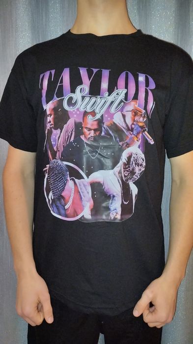 Czarna koszulka z napisem Taylor Swift