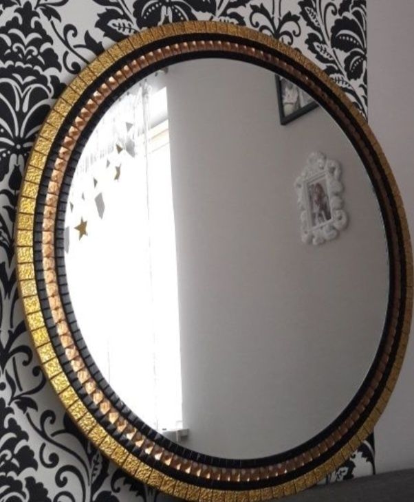 LUSTRO OKRĄGŁE  CZARNA rama ,kryształki  50cm 55 ,60cm 70cm  80 90