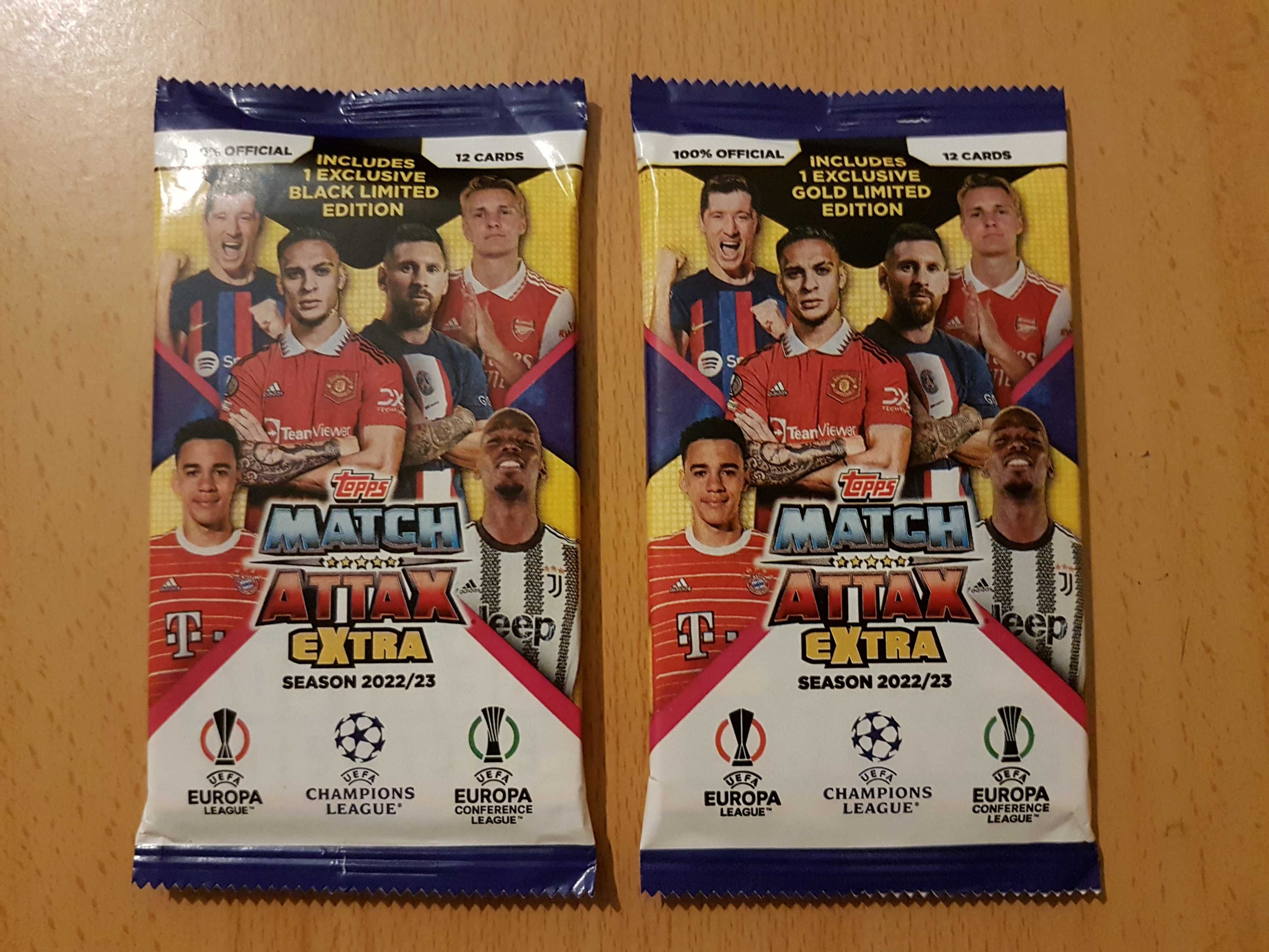 Saquetas match attax extra 2022/23 inclui 1 gold ou black edition