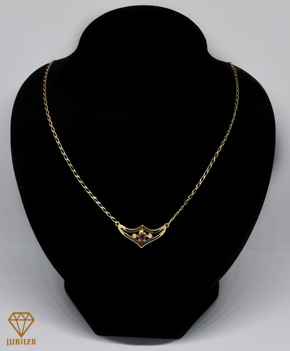 Złoty naszyjnik 750/41cm/diamenty/rubin Jubiler GT