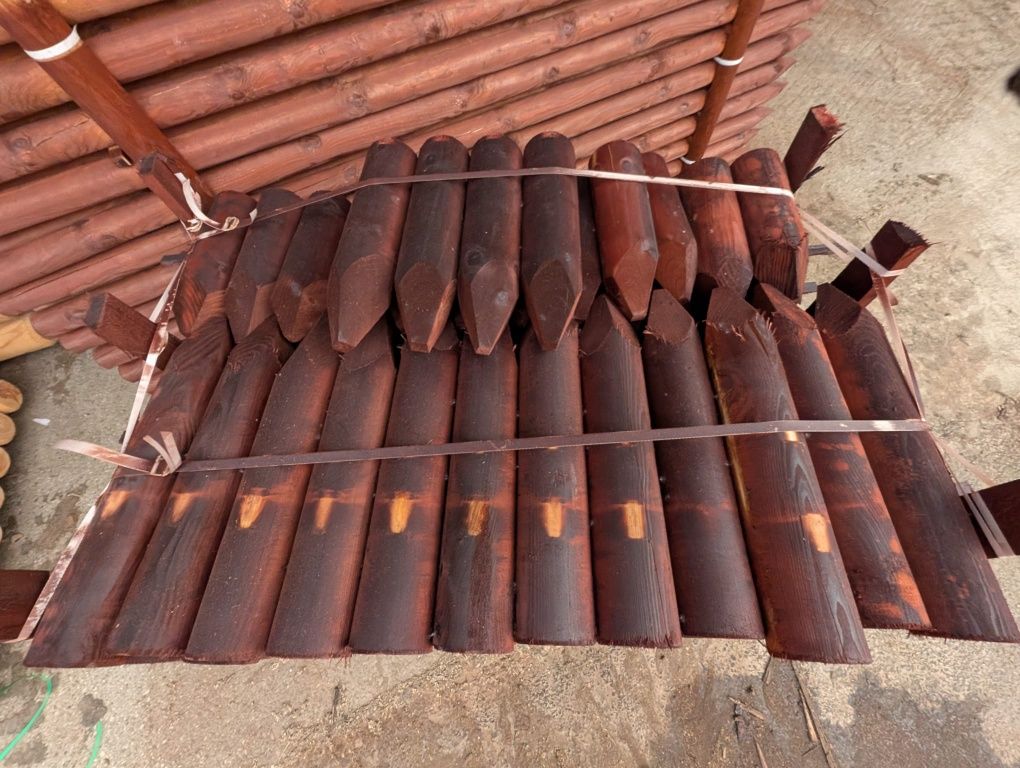 Palisada drewniana fi. 9.5*50cm kolor  brązowy