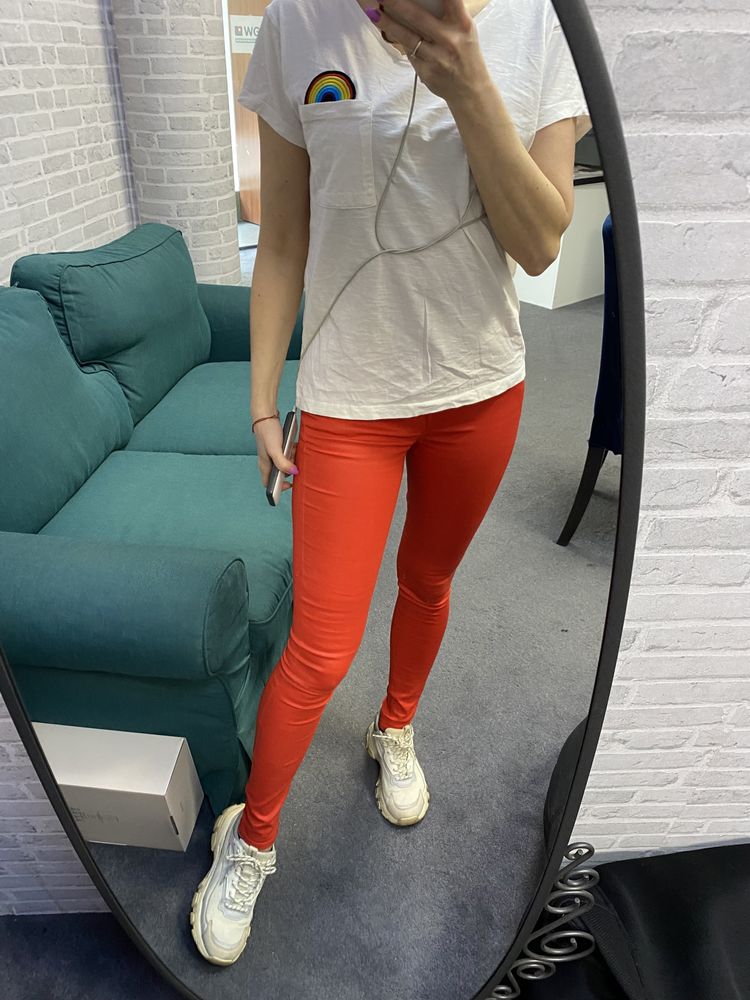 Mango lateksowe denim jeans skiny rurki woskowane 36
