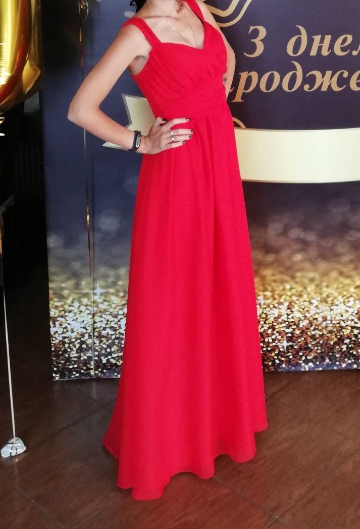 Червона сукня красное платье в пол макси выпускное вечернее