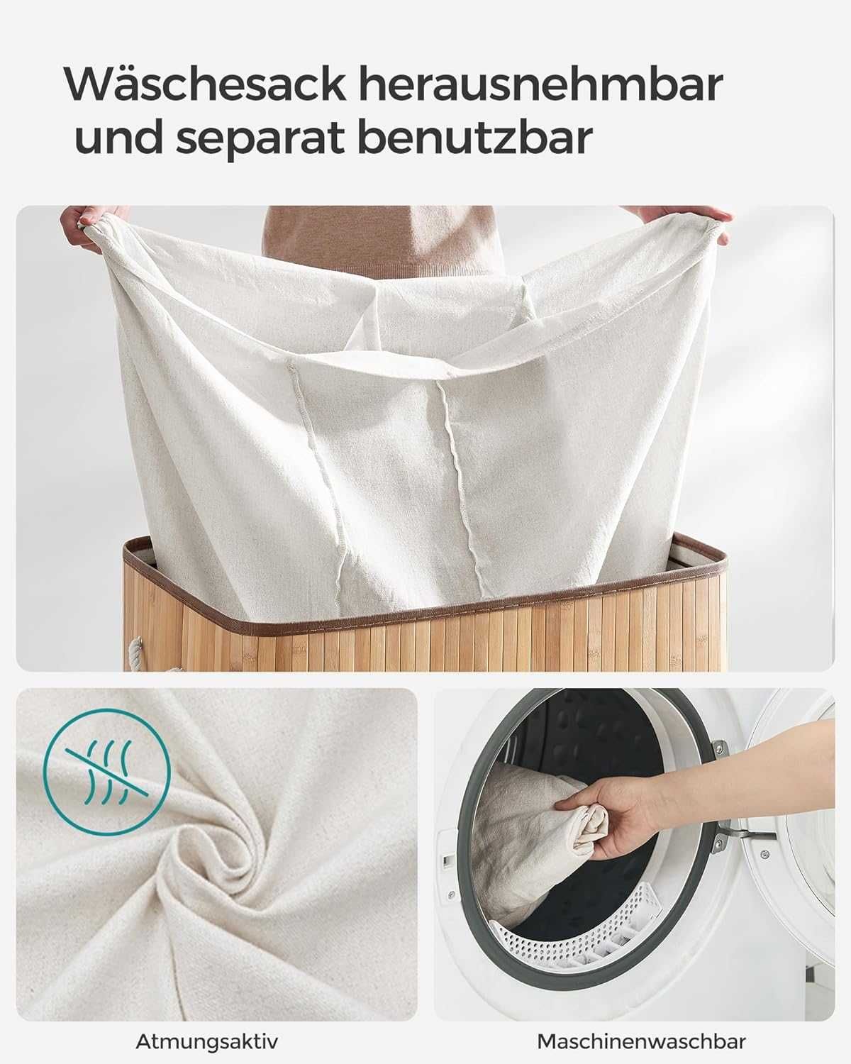 Kosz na pranie z 3 przegródkami, 150L LCB091N01