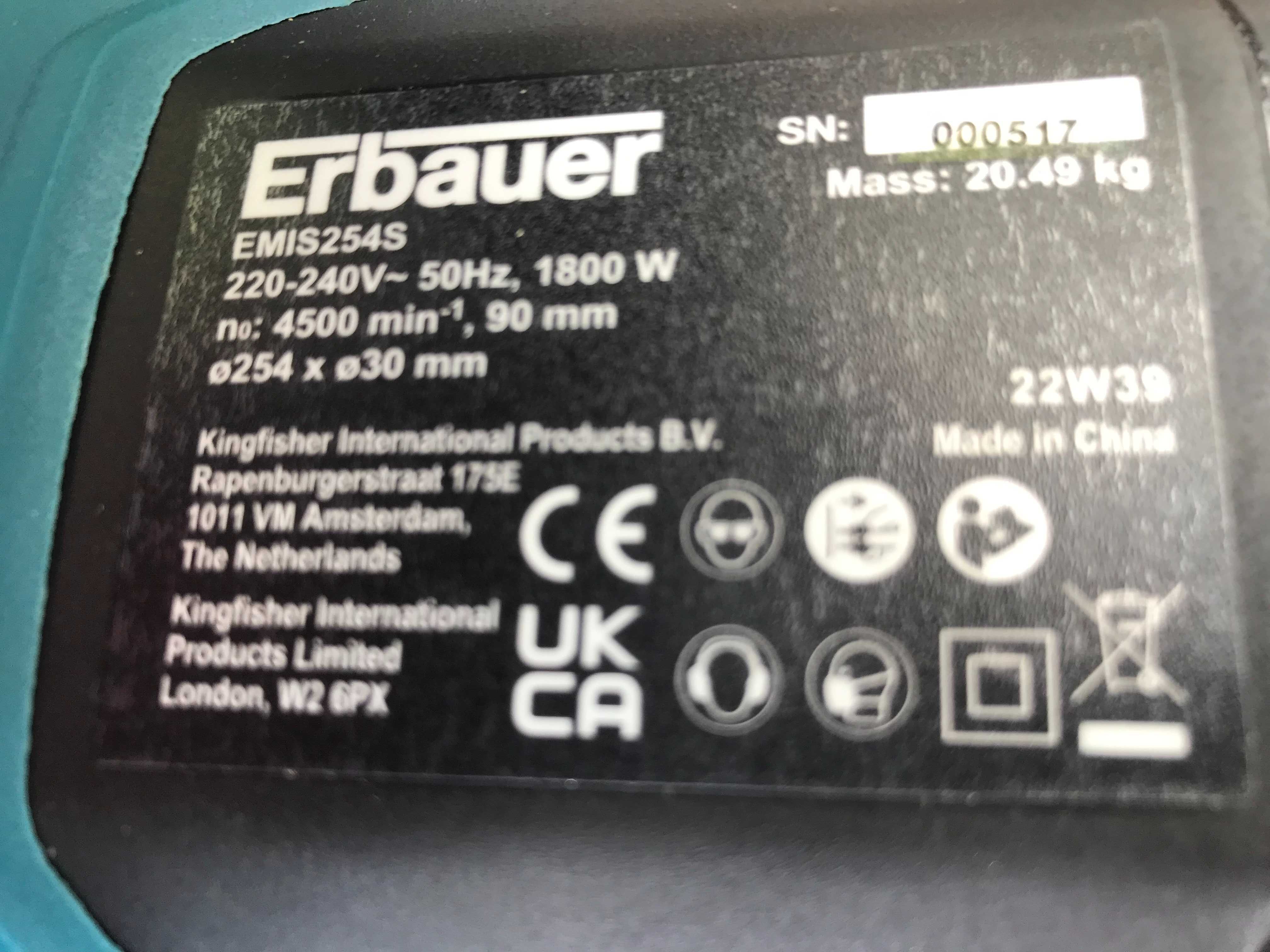 Пила торцювальна, торцовка ERBAUER EMIS254S 1800W 254мм з Англії