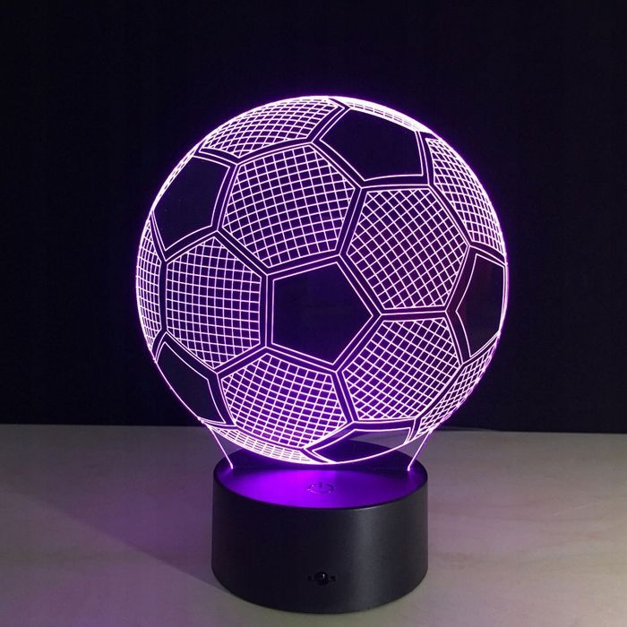 Lampka nocna LED 3D Piłka Nożna RGB z pilotem dla dzieci 22cm