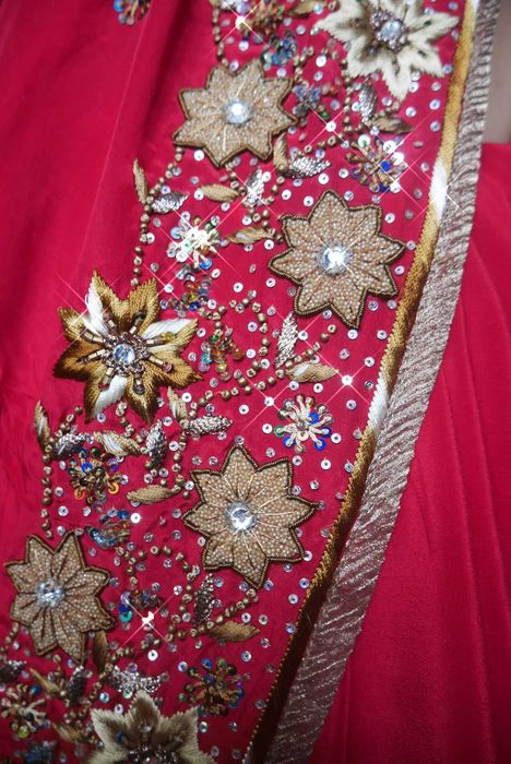 Сари индийское шелк свадебное