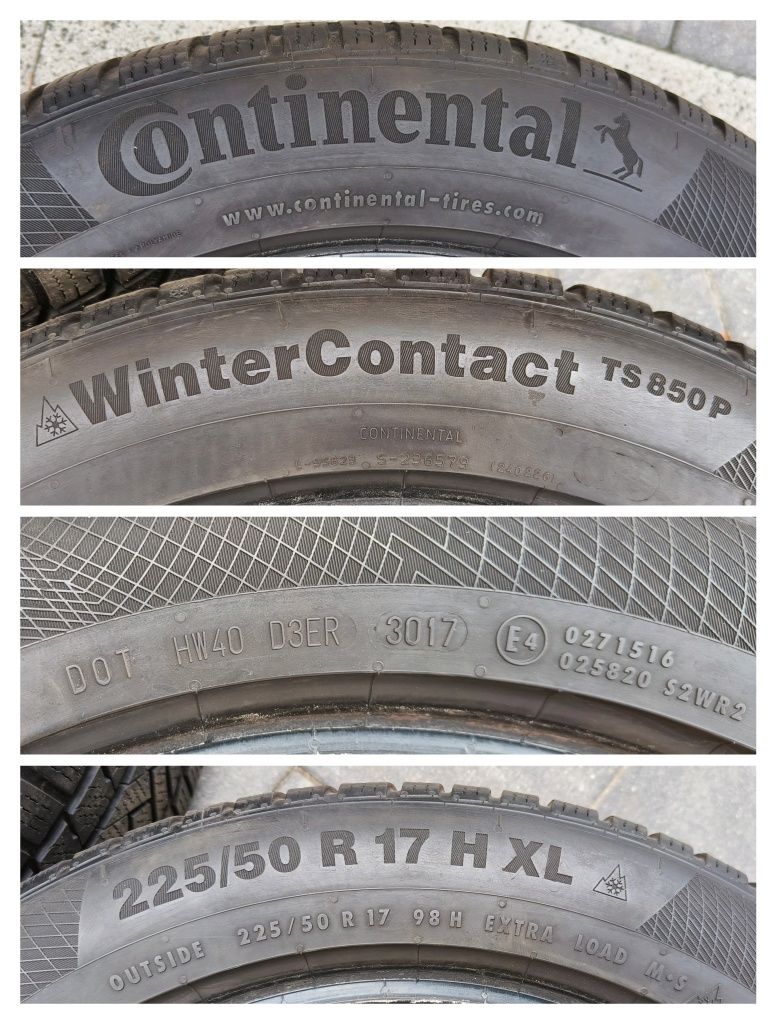 4 sztuki Opony zimowe Continental 225/50 R17 98H EXTRA LOAD