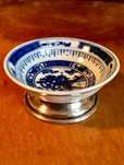 PRATA ÁGUIA 925 / porcelana chinesa meados séc XX - 7x3 cm/s