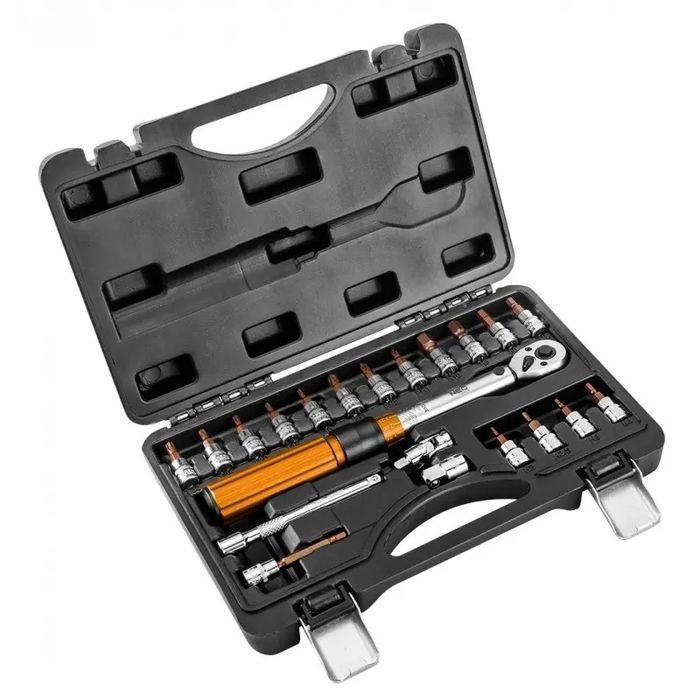 Klucz Dynamometryczny Dwukierunk.1/4'' 5-25Nm, Zestaw 21Szt. Neo