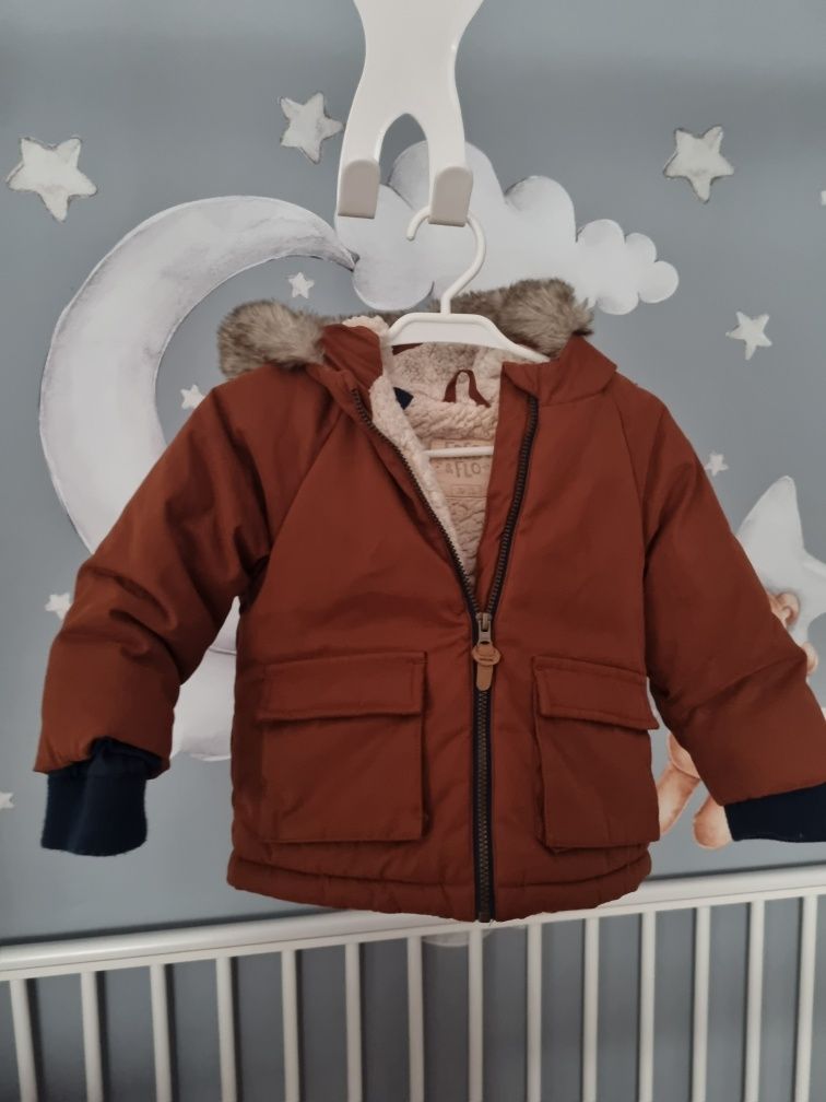 Kurtka zimowa brązowa baranek płaszczyk parka futerko