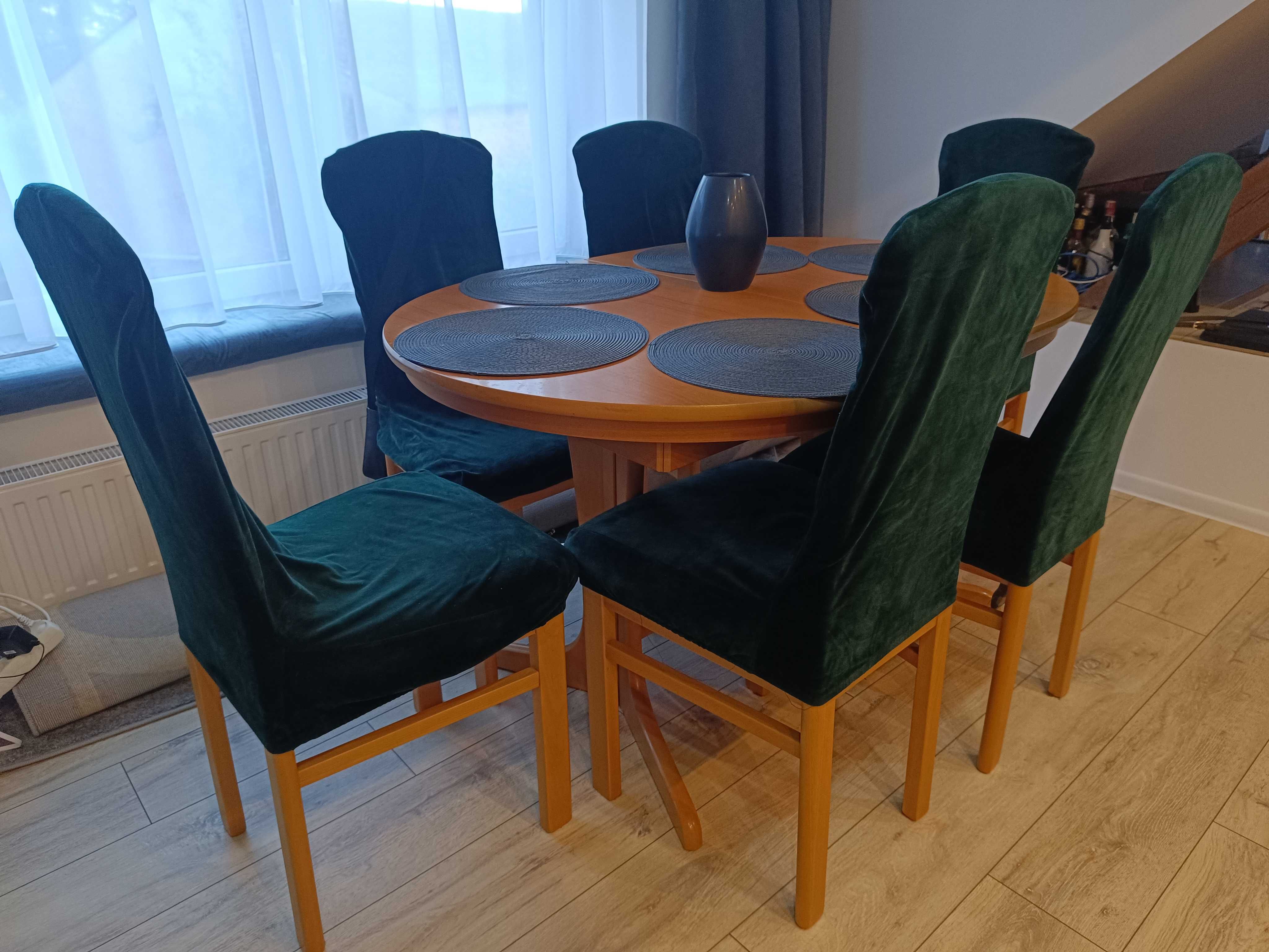 Komplet mebli zestaw krzesła stół 6 krzeseł owalny okrągły rozkładan