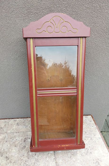 Szafka skrzynia obudowa starego zegara witrynka bordowa E225