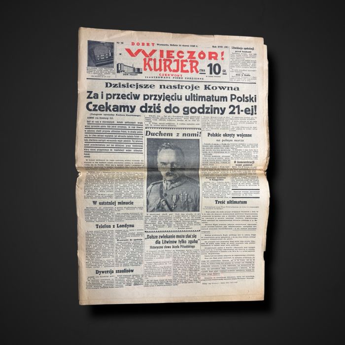 Wieczór! Kurier czerwony 1938r. Józef Piłsudski pismo codzienne LK
