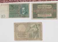 zestaw banknotów 10 marek 1906 -1929 , 3 szt