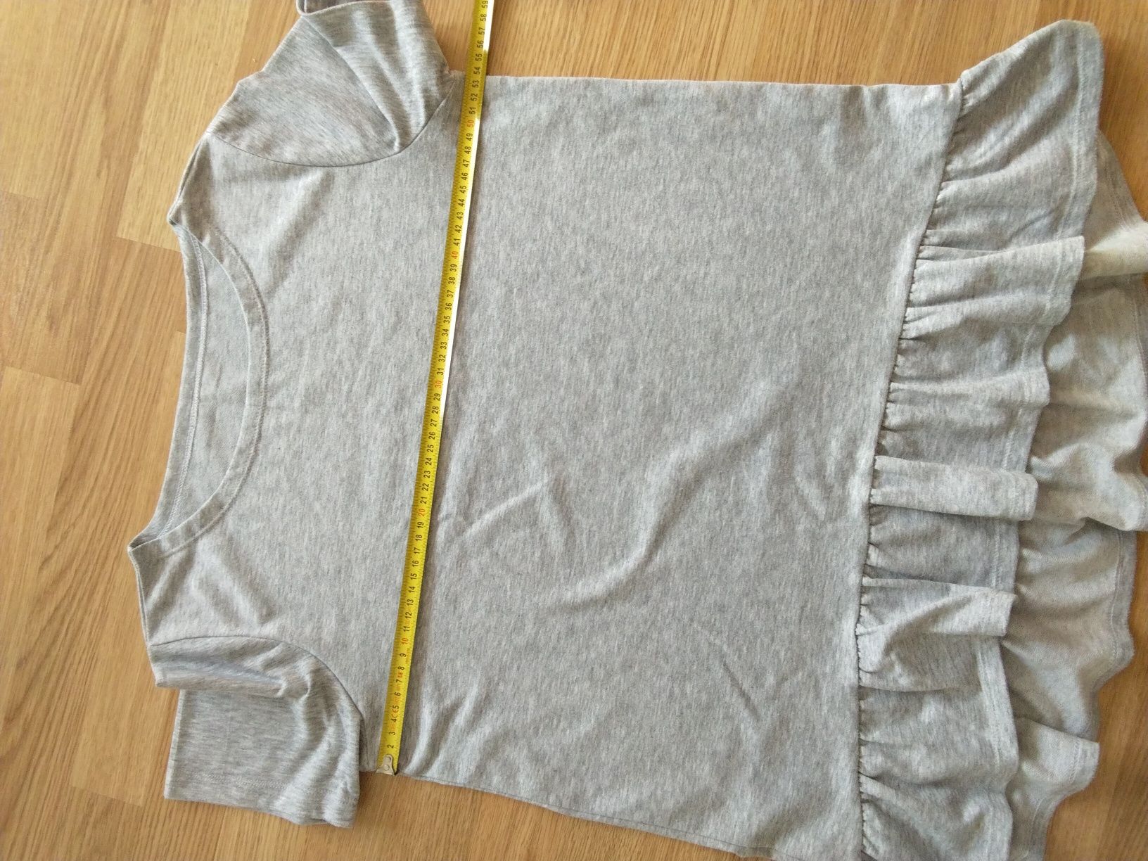 Bluzka krótki rękaw oversize xl szara cienka dresówka