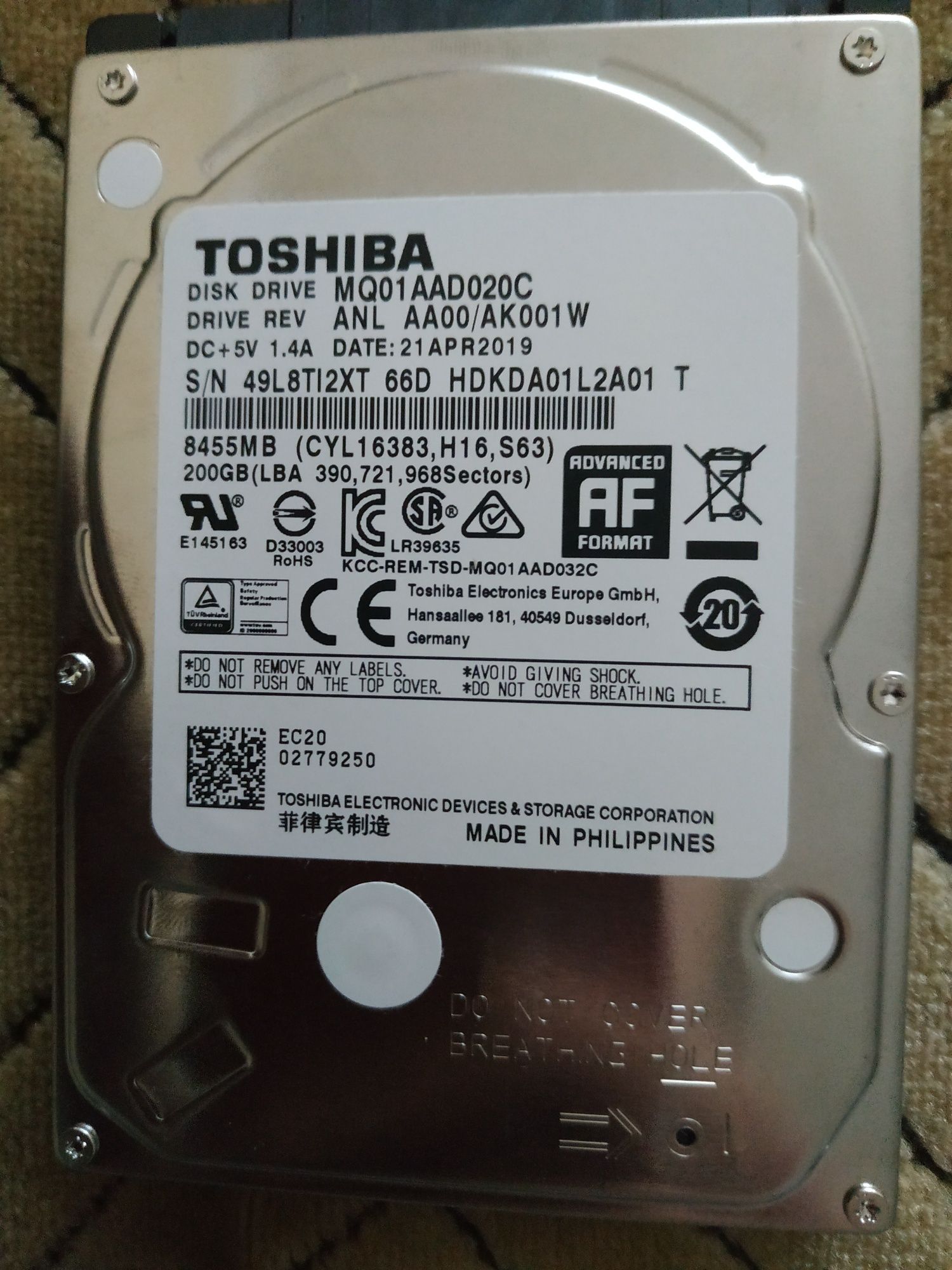 Жёсткий диск TOSHIBA для ноутбука