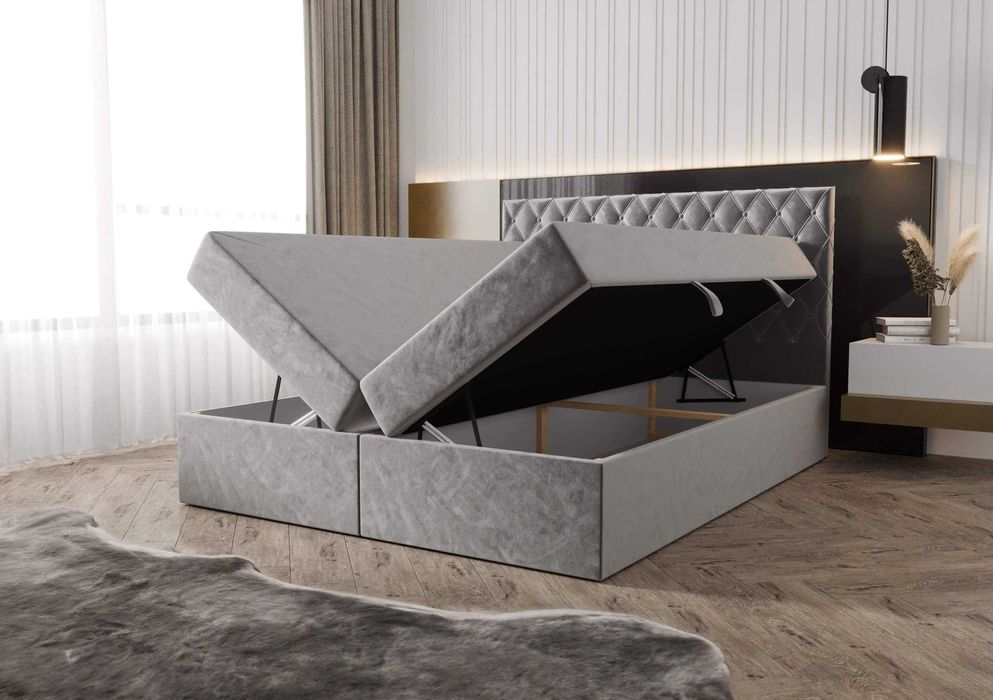 Łóżko Łoże Sypialniane Kontynentalne Chesterfield Royal 160x200 Topper