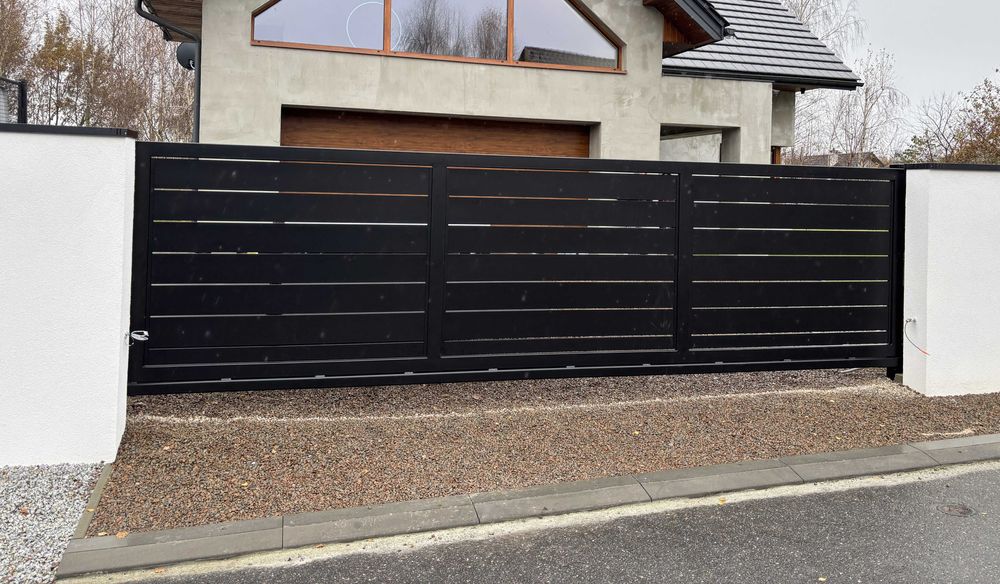 Brama przesuwna palisada 200x20 Nowoczesna Furtka 4m 5m 6m  MONTAŻ