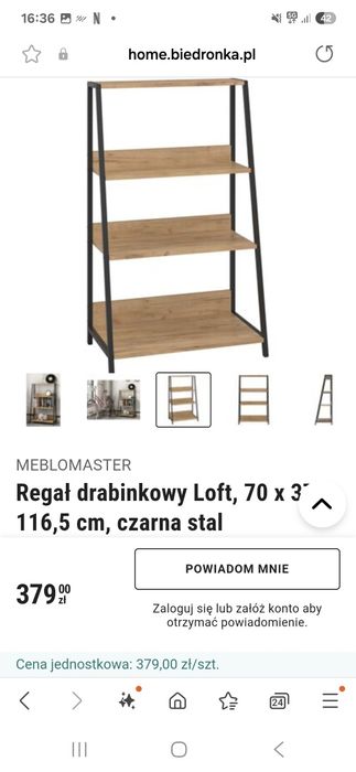 Regał drabinkowy Loft, 70 x 37 x 116,5 cm, czarna stal