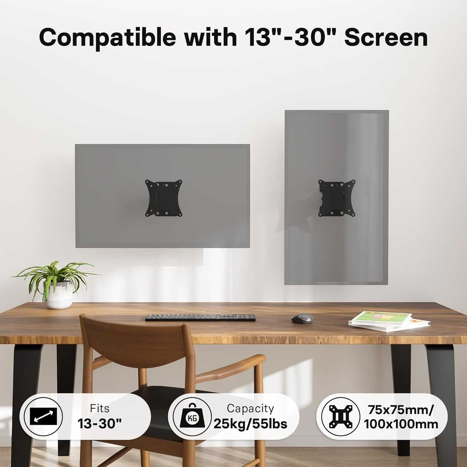 BONTEC Uchwyt Ścienny do Telewizora 13–30 cali, VESA 75/100 mm