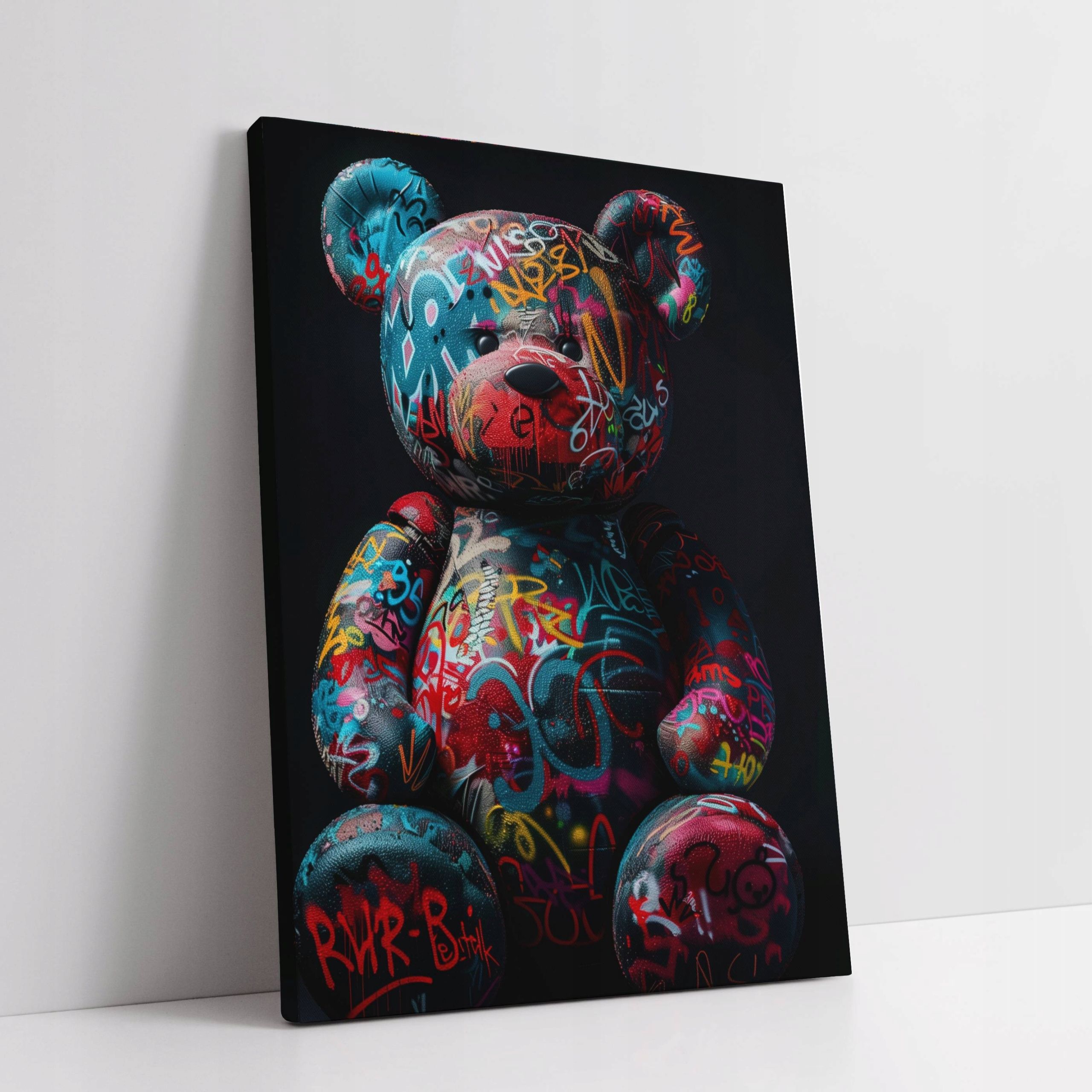 Obraz na płótnie "Grafitti Miś" 75x100 cm – Nowoczesna sztuka uliczna