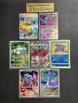 Cartas Pokémon oficiais de várias raridades e coleções