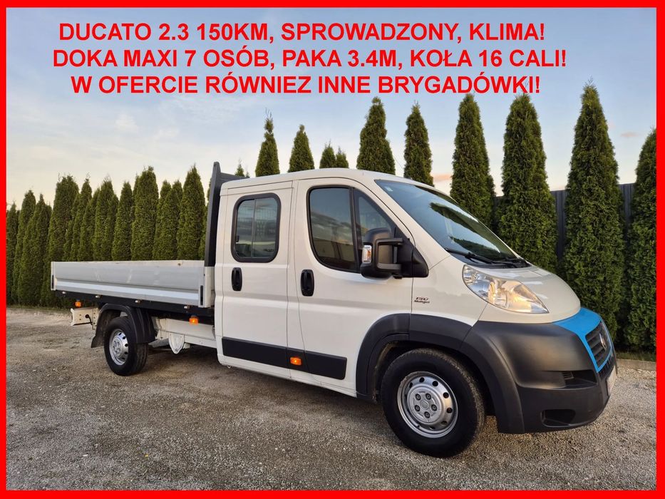 Fiat DUCATO 2.3 150KM /  Brygadówka Doka Maxi Paka 3.4m , Klima, Sprowadzony!