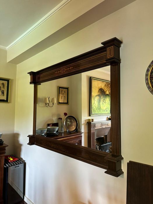 Espelho inglês com moldura madeira tipo Ingles Como Novo