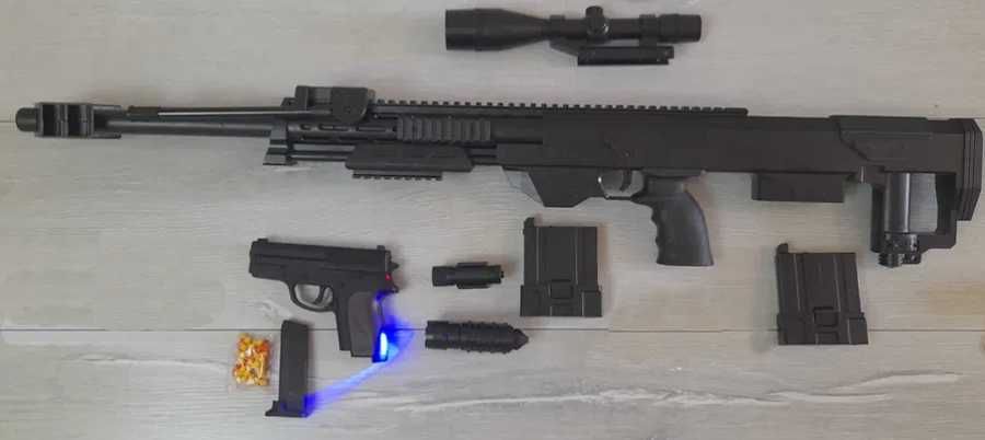 Дитяча Гвинтівка Barrett M82 Cyma + пістолет, 2 обойми, лазер, ліхтар