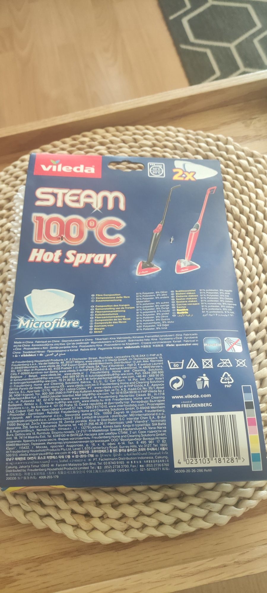 Oryginalne, nowe wkłady do mopa parowego Vileda Steam. 3 sztuki.