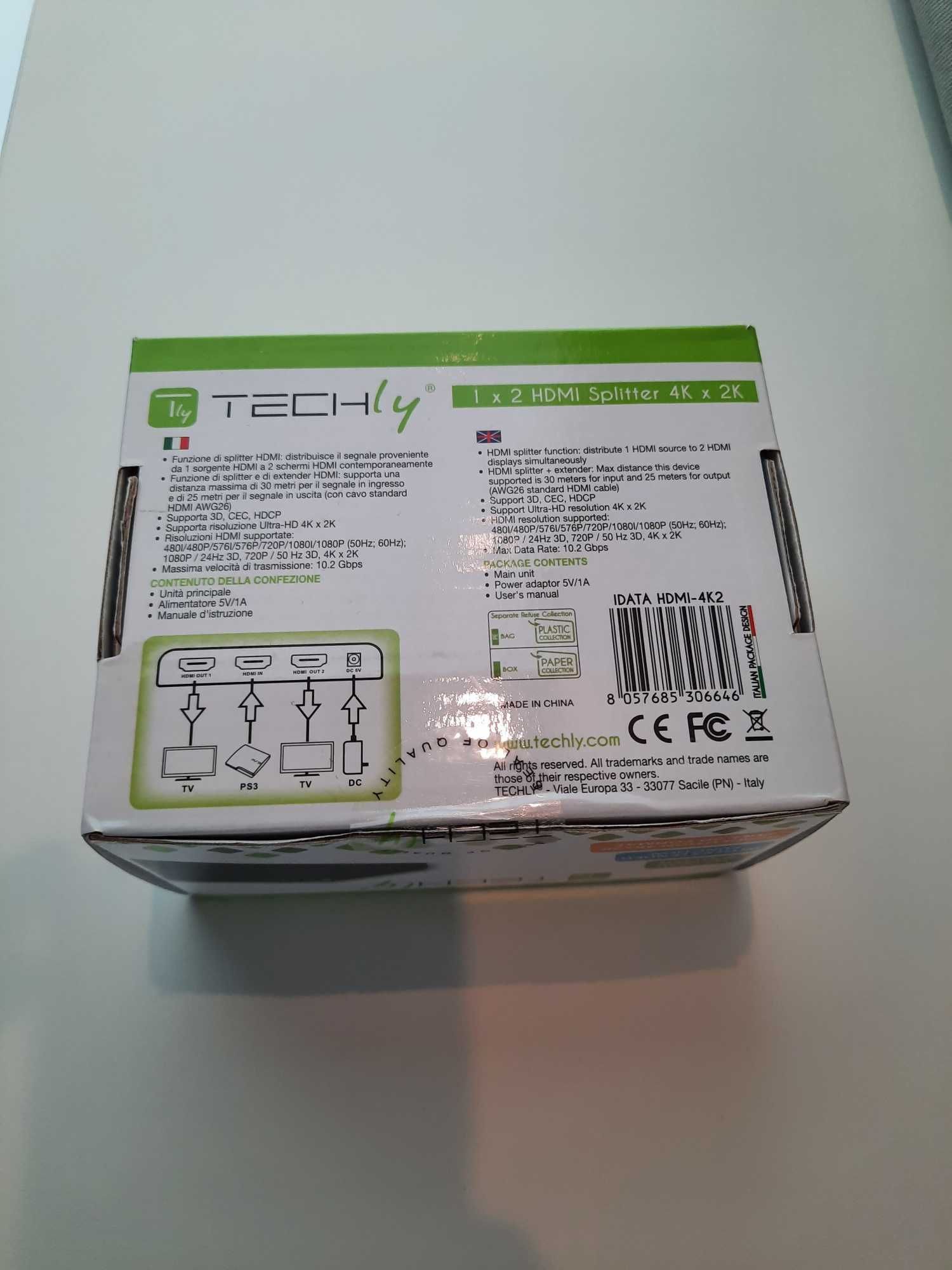 Techly Splitter 2-portowy 1x2 HDMI