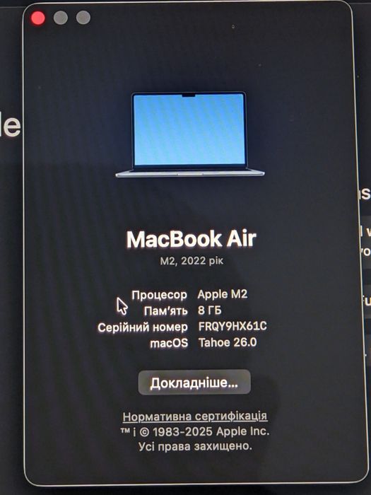 Продам MacBook Air M2 8/256 Midnight 2022