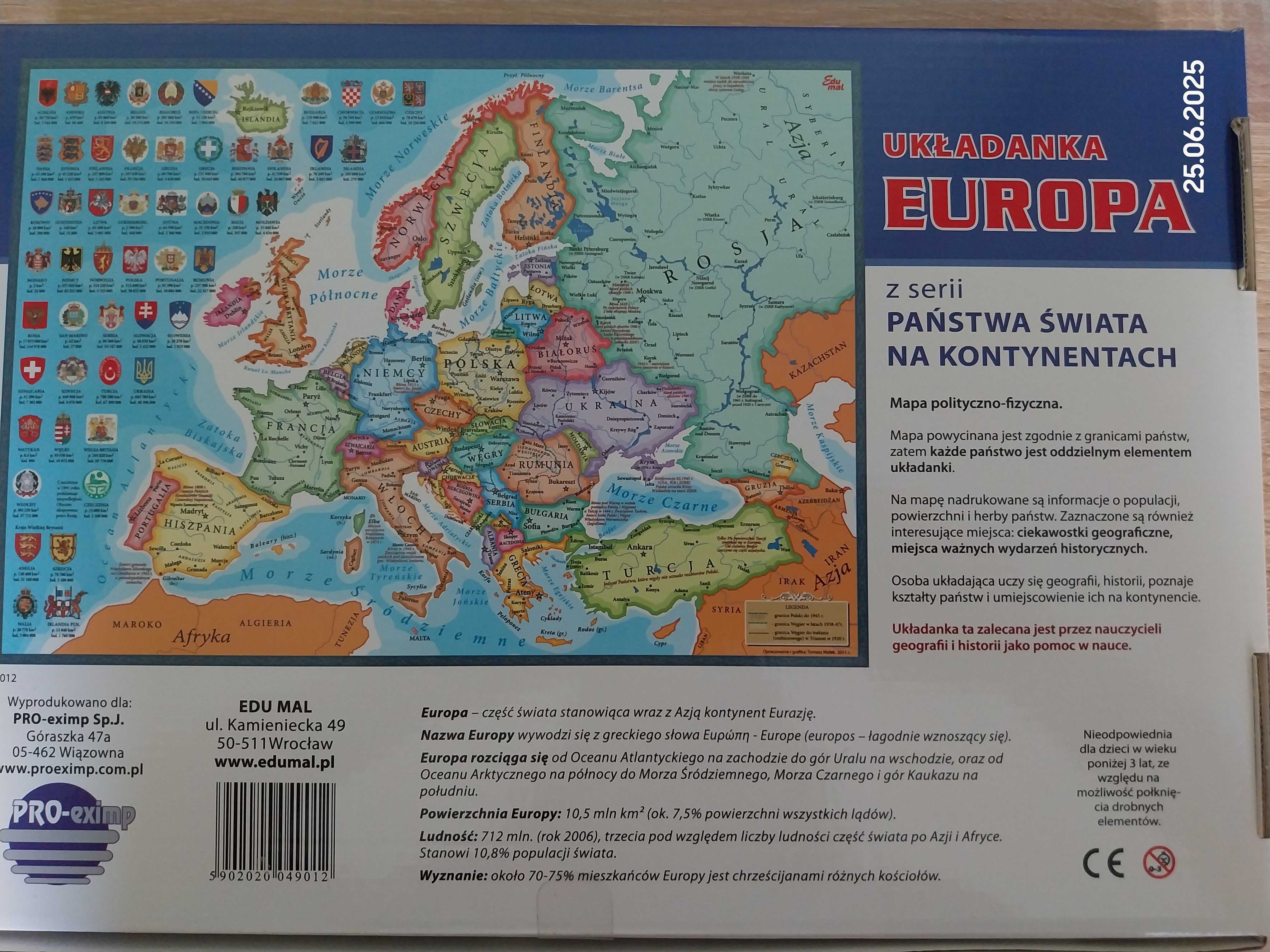 puzzle układanka mapa Europy jak nowe