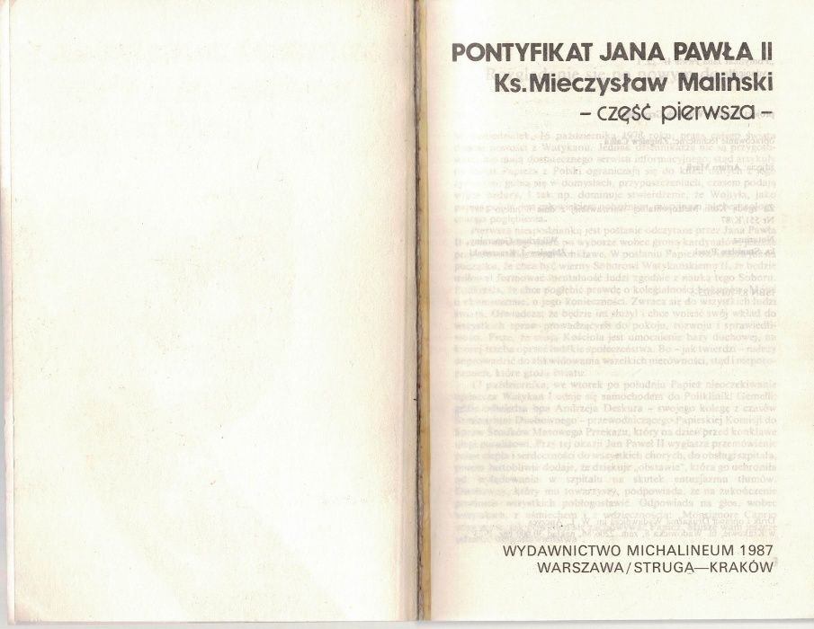 Pontyfikat Jana Pawła II ks. Mieczysław Maliński cz.I i cz.II