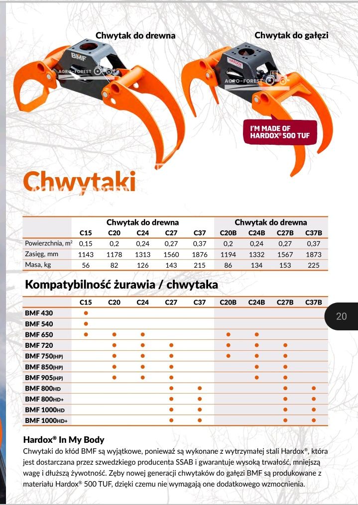 Nowy ! BMF chwytak do Drzewa 0.24 do Przyczepa Leśna BMF - Maskiner