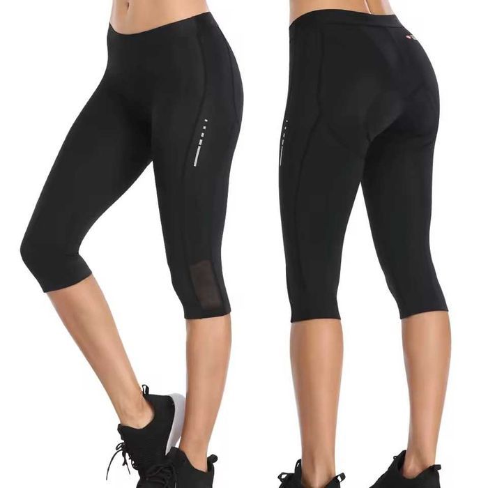 Damskie spodnie/legginsy rowerowe SANTIC 3/4 z wkładką żelową 4D