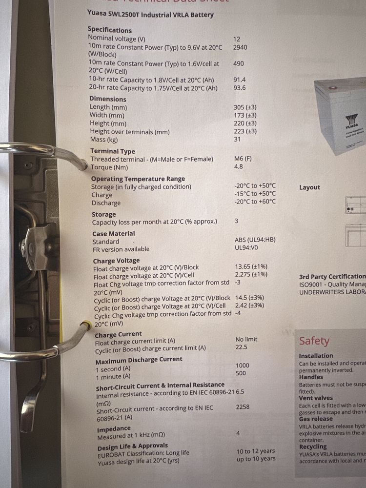 Akumulator 12V 90Ah Yuasa UPS Kamper