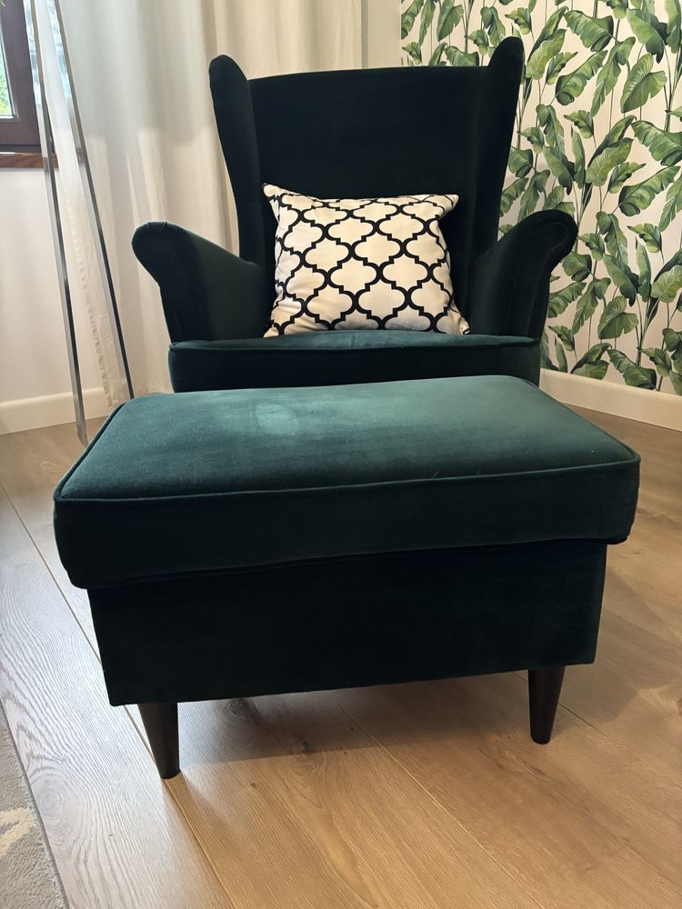 Fotel z podnóżkiem Strandmon uszak Ikea