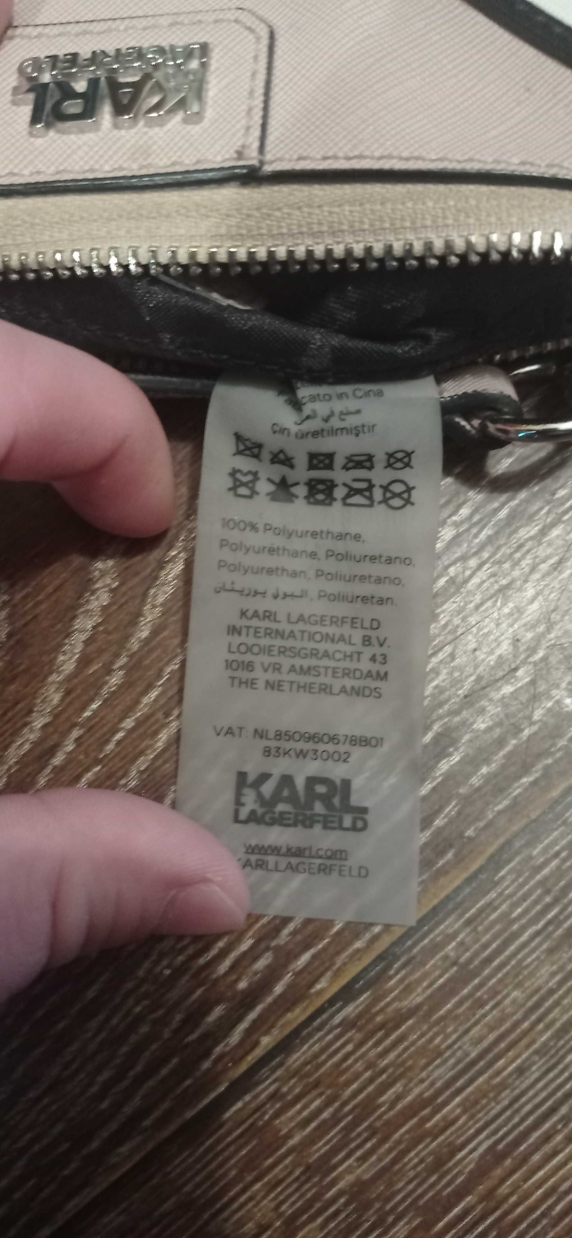 Torebka kopertówka wieczorowa z kotem karl lagerfeld kot pudrowy róż